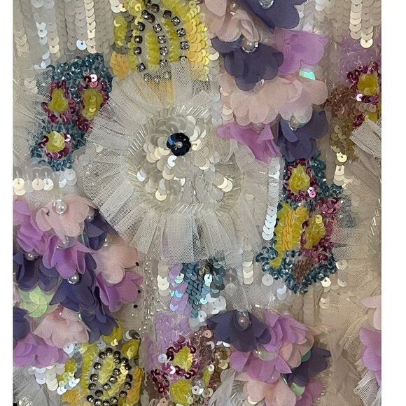 Mac Duggal NEW Sz 2 93628 White Sequined Embellished Spaghetti Strap Mini Dress - Picture 7 of 11